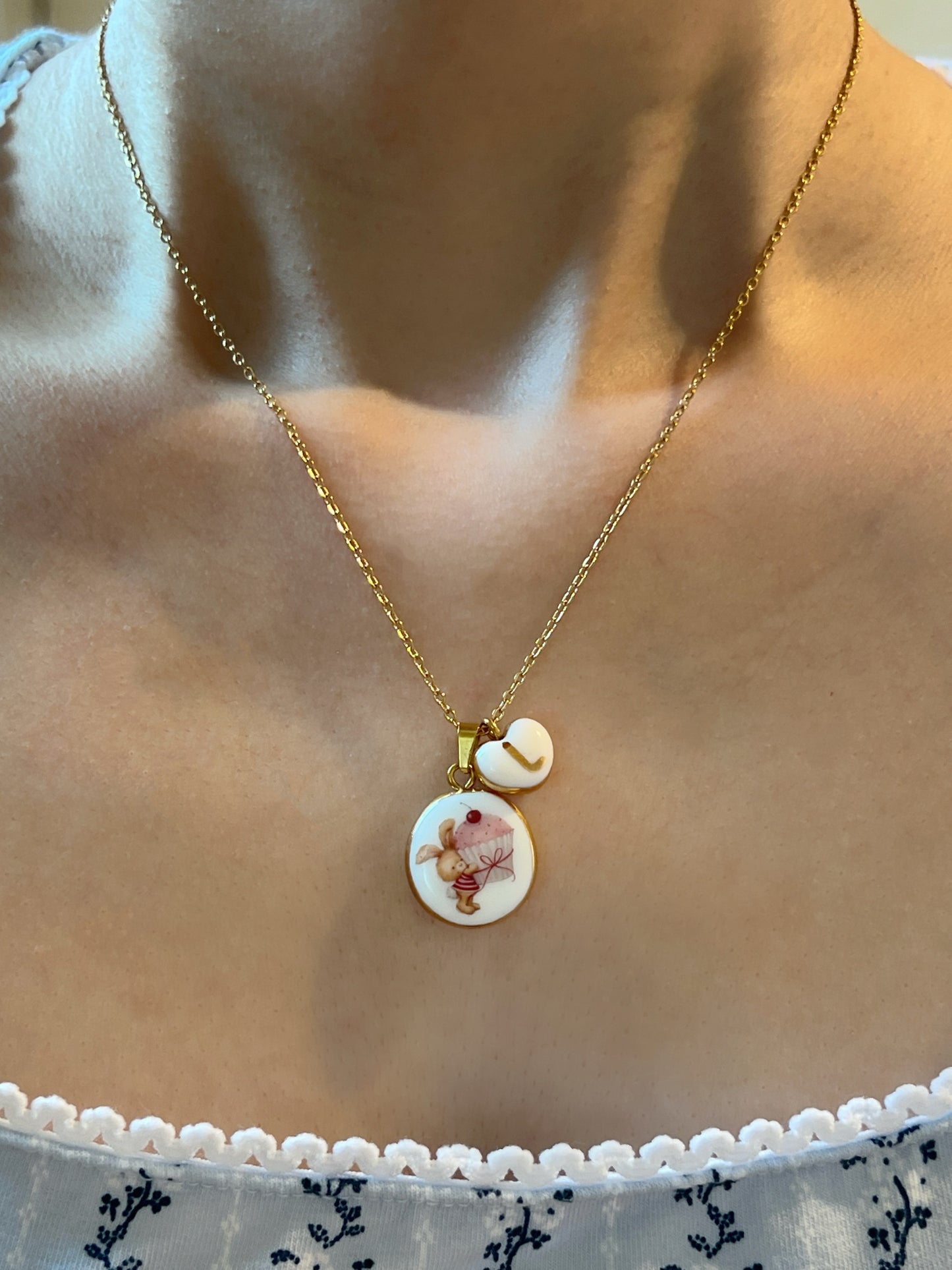 Bunny with dessert necklace