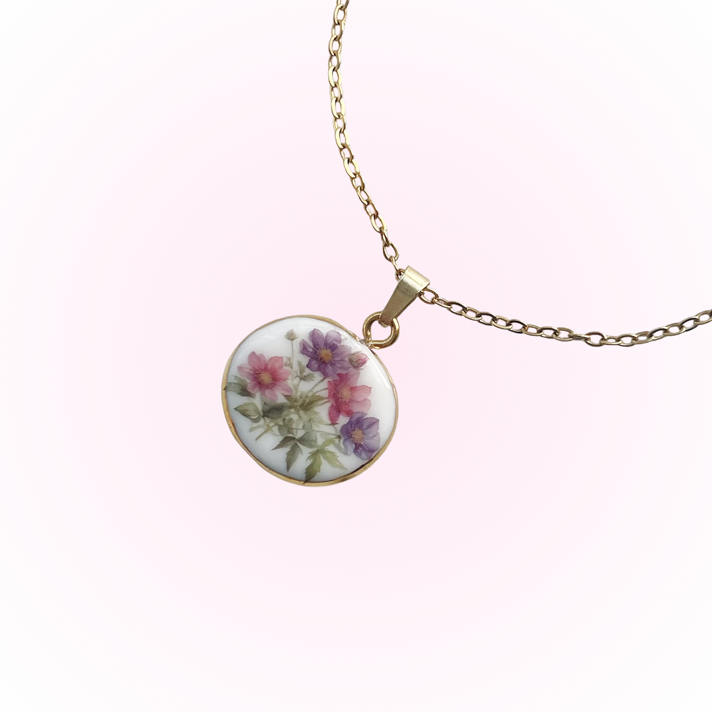 Pink & Purple flower necklace