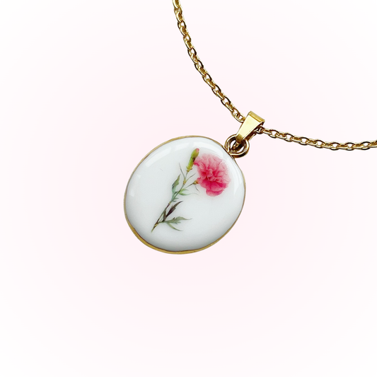 Carnation Necklace January Birth Month Flower
