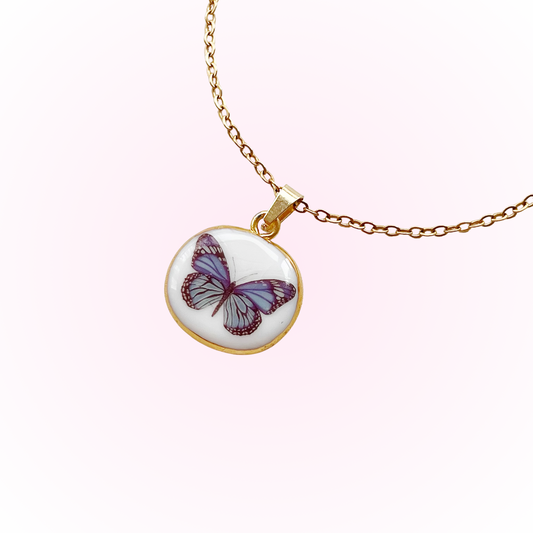Morpho Menelaus  Butterfly Necklace