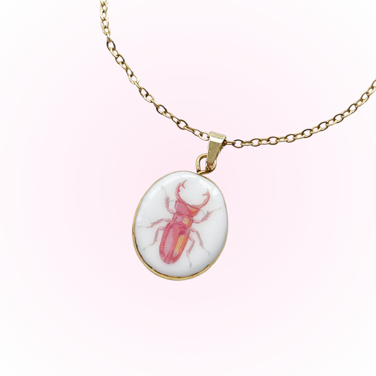 Unique stag beetle necklace