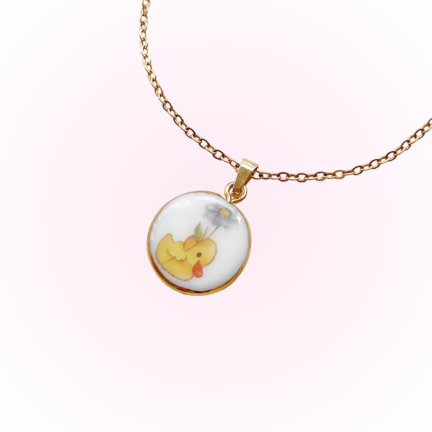 Duck with flowers necklace