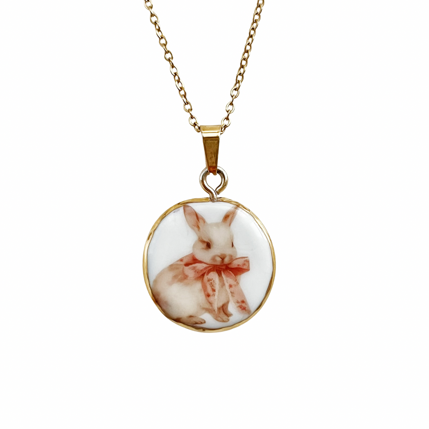 Bunny with beautiful bow necklace