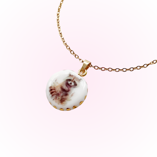 Raccoon In Jungle Necklace