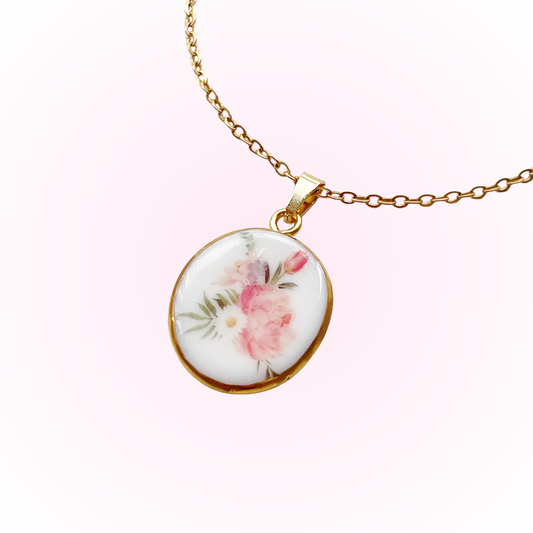 Pink floral necklace