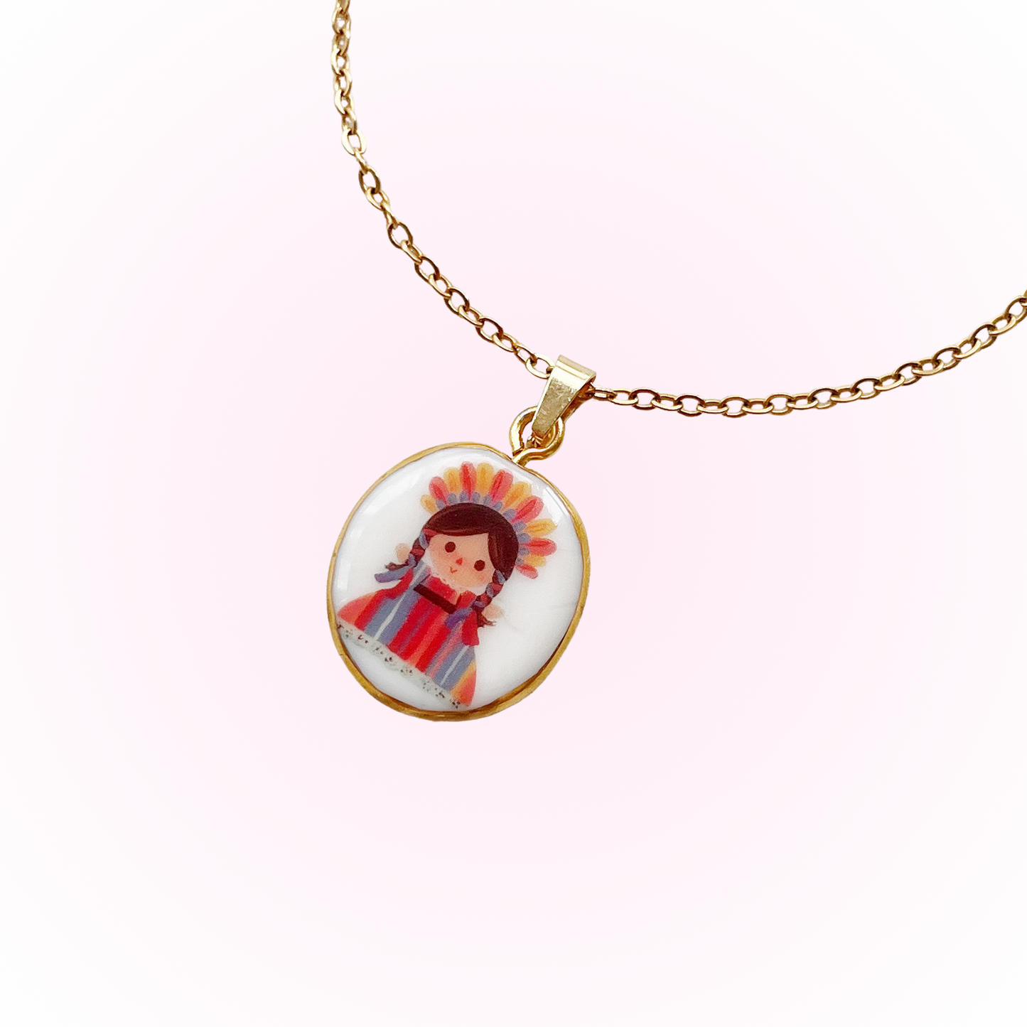 Cute mexican girl necklace