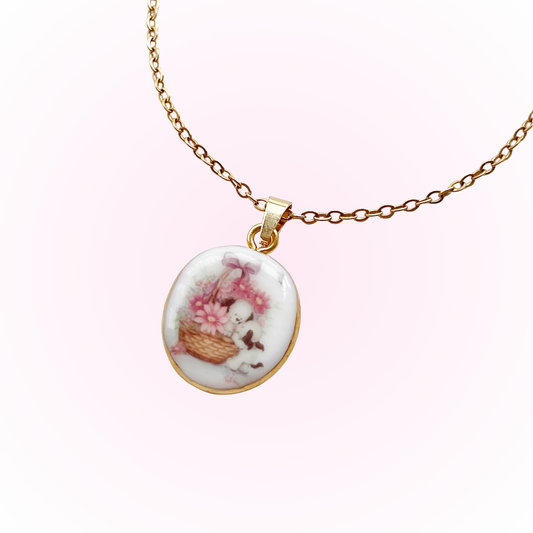 Flower Basket Puppy Friends Necklace