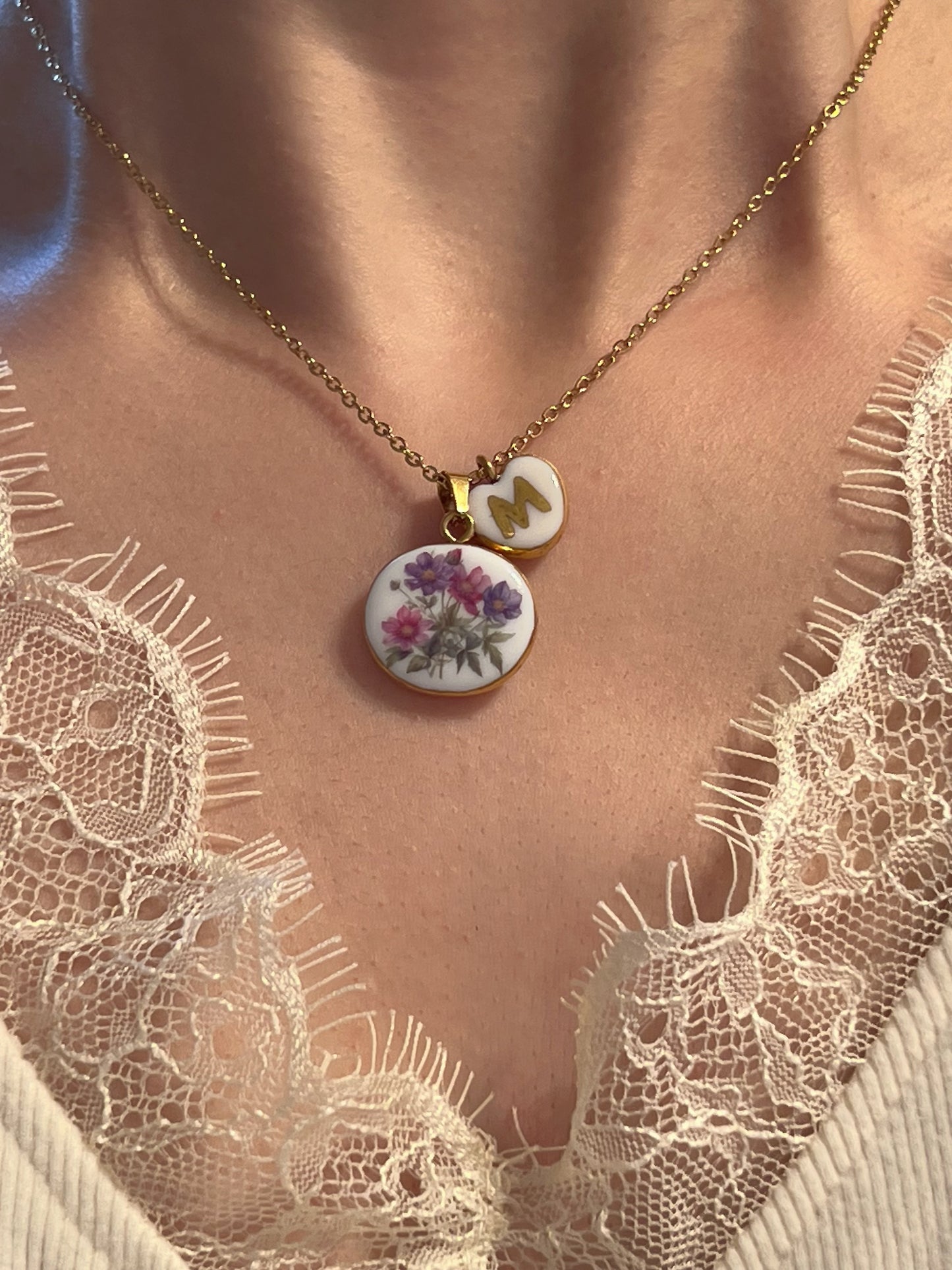 Pink & Purple flower necklace