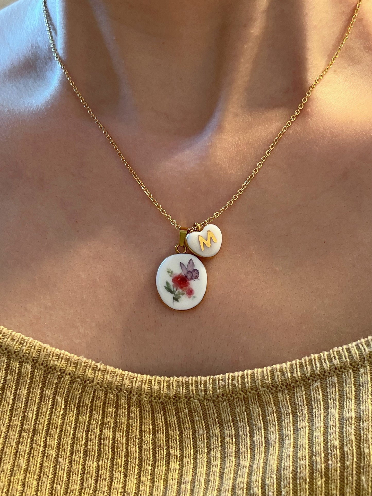 Butterfly with flowers necklace