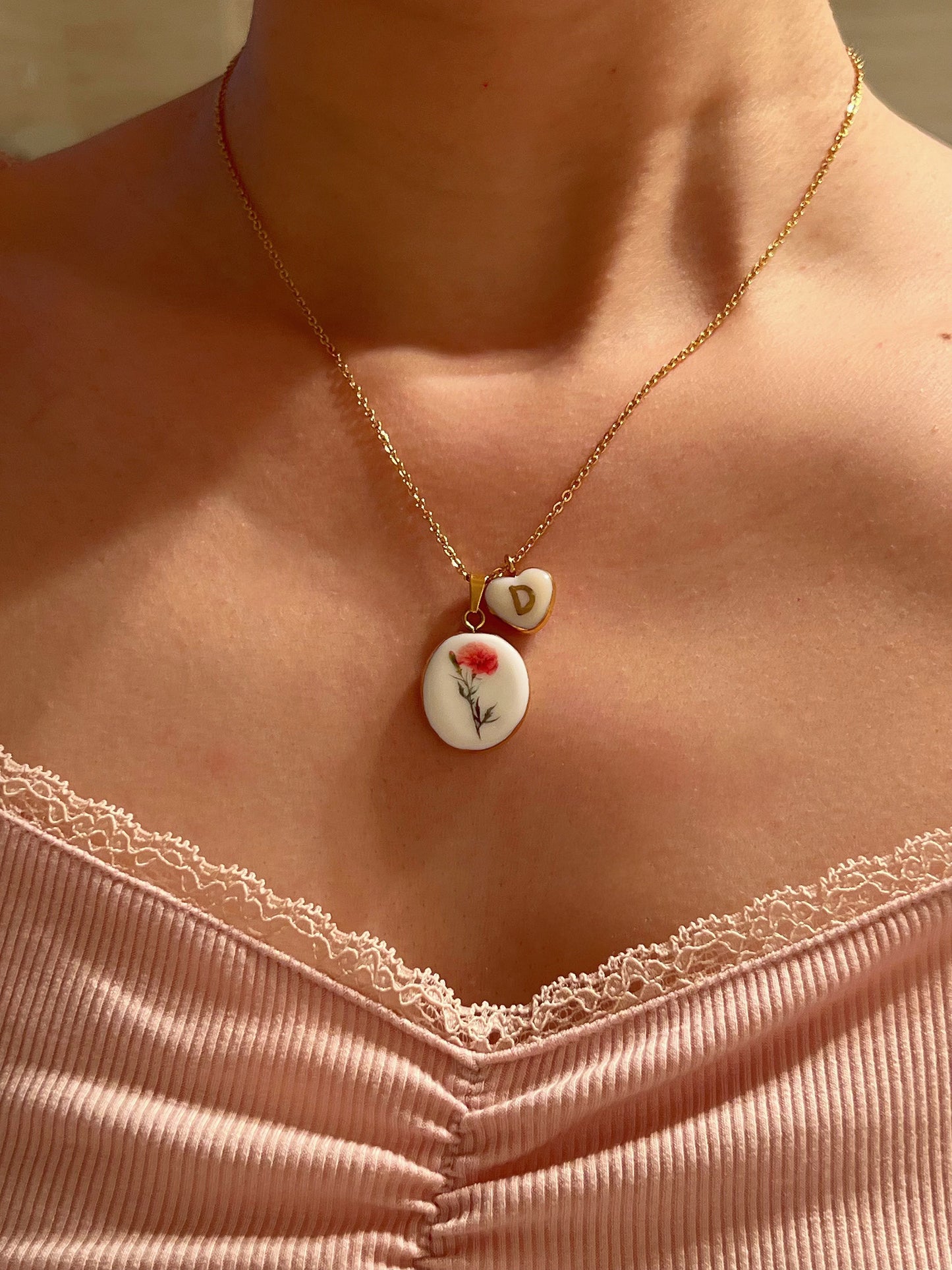 Carnation Necklace January Birth Month Flower