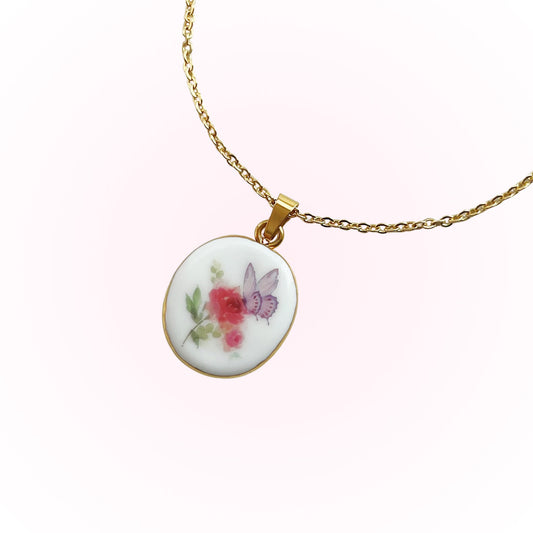 Butterfly with flowers necklace