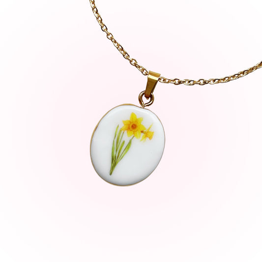 Daffodil  Necklace March Birth Month Flower