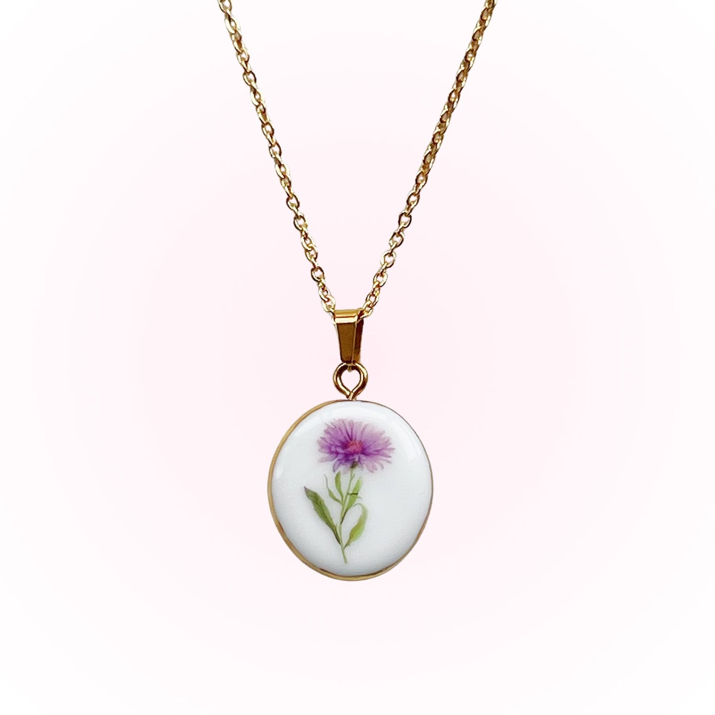 Aster Necklace September Birth Month Flower